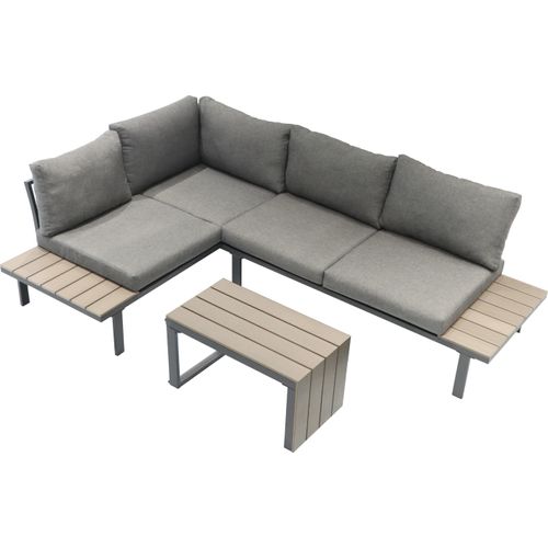 Koll Living Lounge-Set 'Calea' | 2x Sofa, 1x Tisch | Beige/Grau | für Außenbereich | UV- und witterungsbeständig
