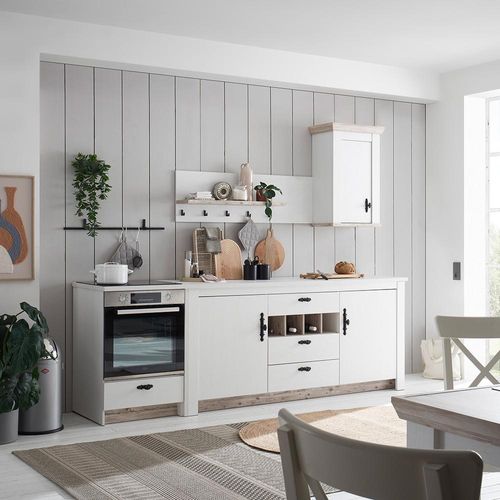 Küchen Set 4-teilig in Pinie weiß Nb. mit Absetzungen in Pinie dunkel Nb., im Landhaus Stil - FERNA-61