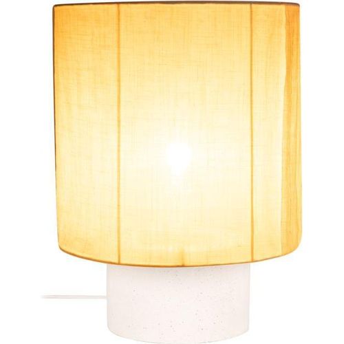 Nachttischlampe Beton Stoff E27 Ø 30 cm rund 41 cm hoch Weiß Landhausstil Tischlampe