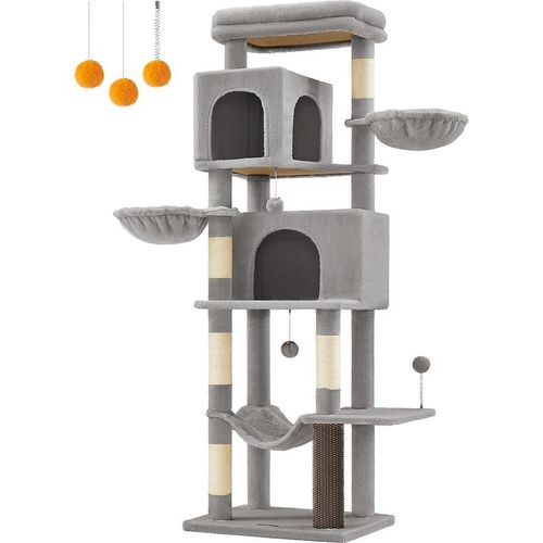 Mehrstufiger Katzenbaum, 175 cm hoch, taubengrau