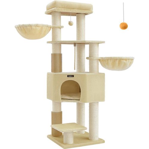 Kratzbaum mit Plattformen 50 x 50 x 160 cm sandbeige-beige