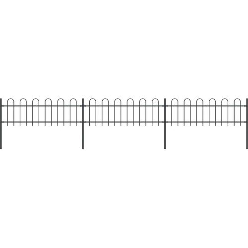 Cloris Designermöbel Gartenzaun mit Bügel-Design Stahl 5,1 x 0,6 m Schwarz 2024 Neu