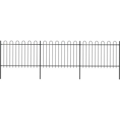 Cloris Designermöbel Gartenzaun mit Bügel-Design Stahl 5,1 x 1,2 m Schwarz 2024 Neu
