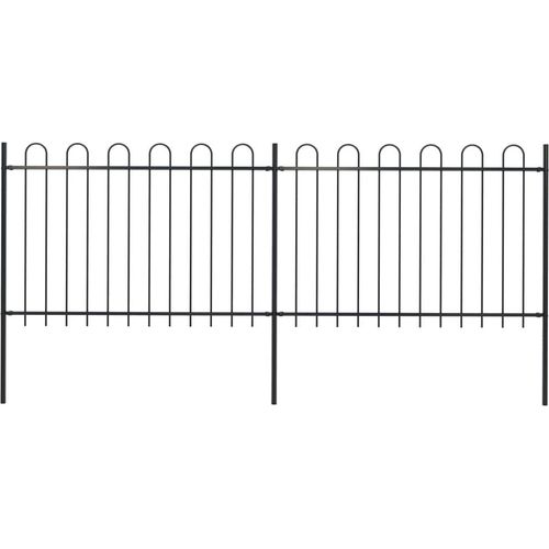 Cloris Designermöbel Gartenzaun mit Bügel-Design Stahl 3,4 x 1,2 m Schwarz 2024 Neu