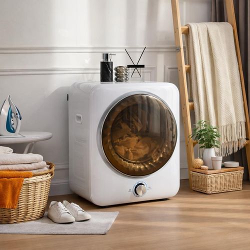 Merax Mini Wäschetrockner 3kg, 1350W Ablufttrockner mit 8 Programme und 65 dB leise, wandmontierbar, Doppelfilter ohne Verbrauchsmaterial, weiß