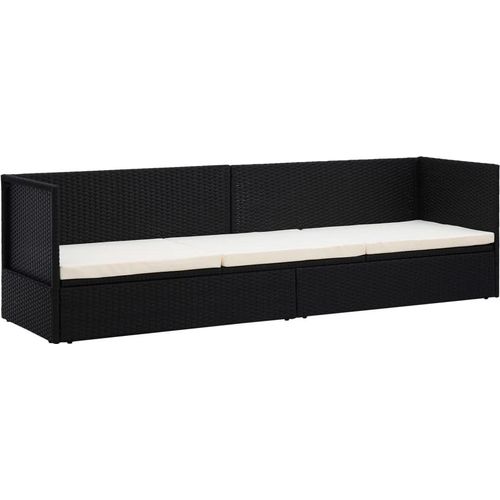 "Winterschlussverkauf " Garten-Sofabett mit Kissen Poly Rattan Schwarz - 200x60x58 cm NeuMöbel 2994941
