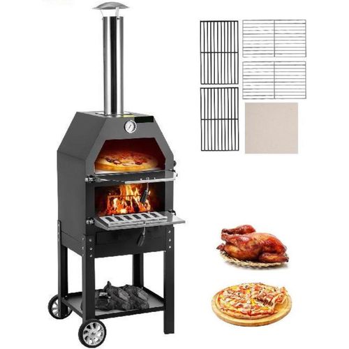 Happyment Pizzaofen Außen – Holzofen – Steinofen – Pizzaofen – Inklusive Pizzastein – Für Garten & Terrasse