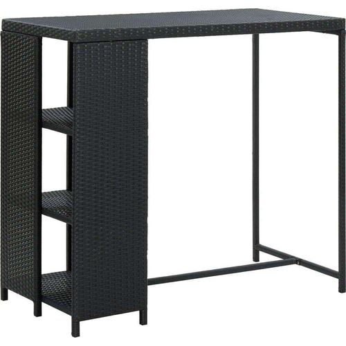 vidaXL Bartisch mit Regal Schwarz 120x60x110 cm Poly Rattan - Stehtisch - Stehtische - Kneipentisch - Kneipentische