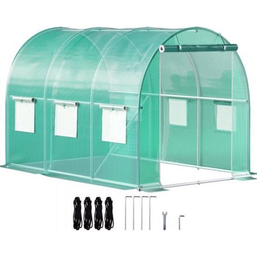 Deluxe-begehbares Tunnelgewächshaus – Tunnelgewächshaus / Gewächshaus – 3x2,1x2,1m – Wasserfest – Gegalvanisiertes Stahlrahmen – Für Gemüse und Blumen