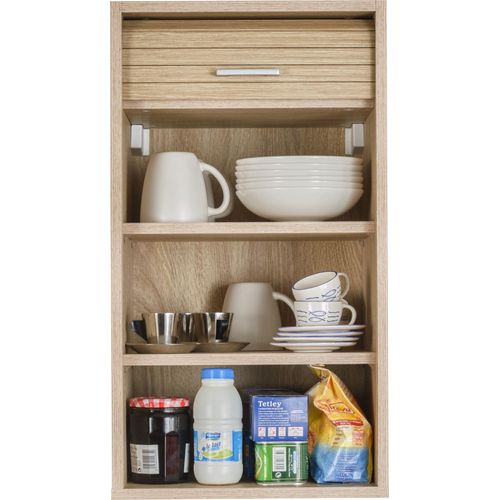 SIMMOB Küchenschrank Schrank Oberschrank Hängeschrank mit Rollladentür B 40 cm, Farbe:Eiche-Eiche