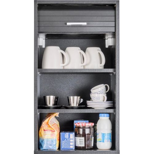 SIMMOB Küchenschrank Schrank Oberschrank Hängeschrank mit Rollladentür B 40 cm, Farbe:Schwarz