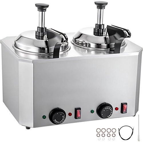 Elektrische Fonduepfanne – Nacho Käse Dispenser – 2x2,5L – Käsefondue – Mit 2 Pumpen – Edelstahl