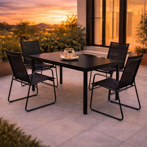 5tlg Gartengarnitur Gartenmöbel Glastisch 150x80cm 4 x Stuhl