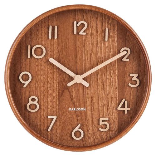 Karlsson Wanduhr Pure , Braun , Holz , Linde , 22x22x4.5 cm , Dekoration, Uhren, Wanduhren