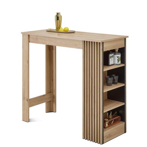 Mid.you Bartisch , Schwarz, Eiche Artisan , Holzwerkstoff , Streifen , 50x103x115 cm , Esszimmer, Tische, Stehtische