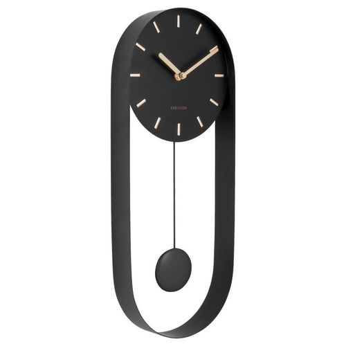 Karlsson Wanduhr Pendulum Charm , Schwarz , Metall , 20x50x5 cm , Dekoration, Uhren, Wanduhren
