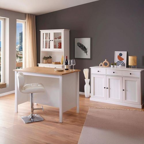 Mid.you Kücheninsel , Weiß, Eiche Artisan , Holz, Holzwerkstoff , 124x91.5x75 cm , Küchen, Küchenmöbel, Kücheninseln