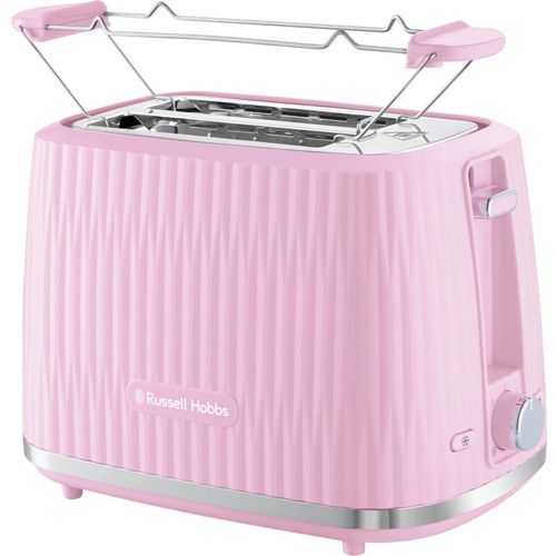 Russell Hobbs Toaster Toaster, Hellrosa, Kunststoff, 17x19x28 cm, Grüner Punkt, Krümelschublade, Brötchenaufsatz, automatischer Auswurf nach Röstende, Küchengeräte, Toaster
