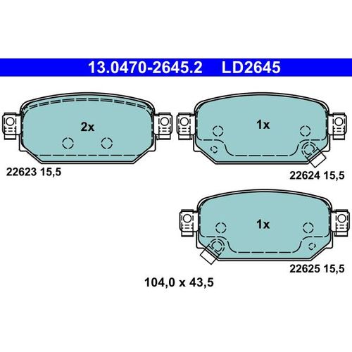 ATE Bremsbelagsatz, Scheibenbremse Bremsbeläge Ceramic HA, Mazda 3 13.0470-2645.2 für MAZDA