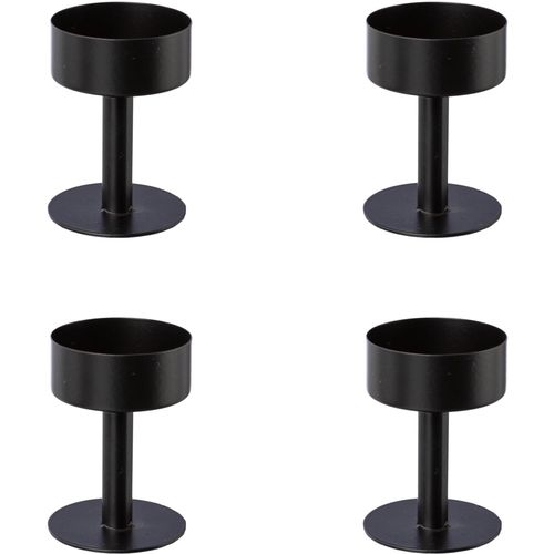 Kerzenhalter CREATIV DECO, schwarz, H:6cm Ø:4,5cm, Metall, Kerzenhalter, Kerzenhalter, für Stumpenkerzen, 4er Set, Ø 4,5 cm