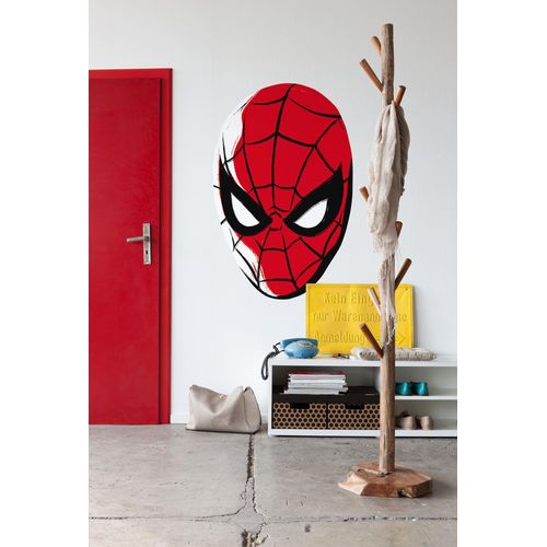 Fototapete KOMAR "Wandtattoo - Spider-Man Headshot - Größe 125 x 125 cm", rot, B:125m H:125m, Kunststoff, Tapeten