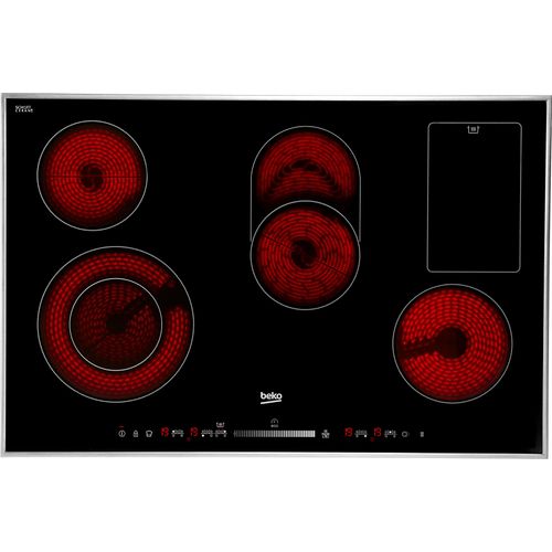 BEKO Elektro-Kochfeld, schwarz, B:77cm H:5,5cm T:51cm, Kochfelder, Slide-Touch Tasten: Steuern durch direktes Antippen oder entlangfahren