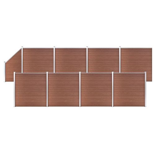 WPC Zaun-Set 8 Quadrate + 1 Schräge 1484x186 cm Braun