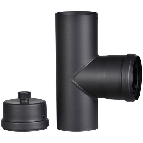 Ofenrohr FIREFIX, schwarz, B:11cm H:28cm L:18,5cm, Stahlblech, Rohre, für 100 mm Pelletofenrohr