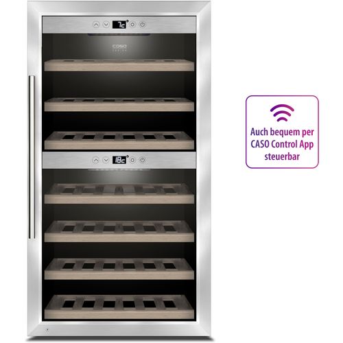 CASO Weinkühlschrank "725 WineComfort 660 Smart", Energieeffizienz: G (A-G), grau (schwarz), B:59,5cm H:103,5cm T:63cm, Weinkühlschränke
