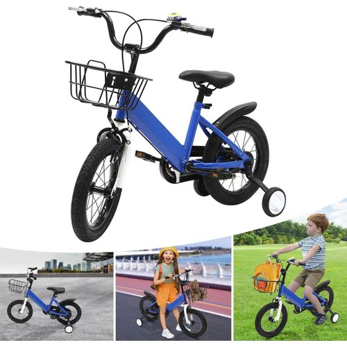 Kinderfahrrad - Räder 35,6 cm - Für 3–5 Jahre - Stützräder - Sicherheitsbremsen - Bis 35 kg - Blau