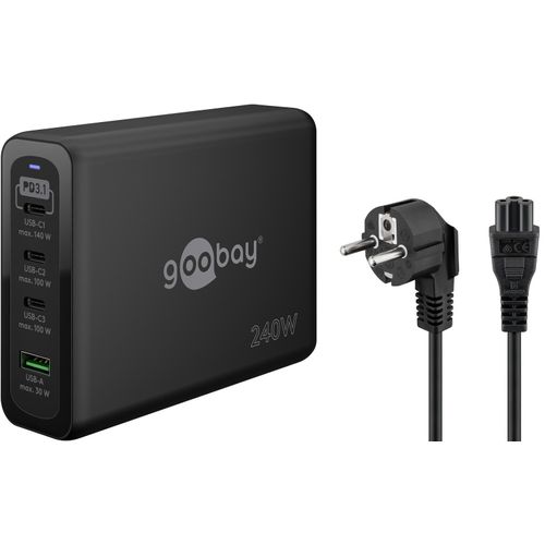 goobay 240W USB-A, 3x USB-C Schnellladegerät, schwarz