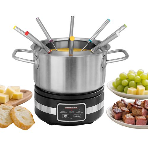 GASTROBACK Fondue "Fondue MultiCook 4-in-1 & Kochplatte", silberfarben, Fondues