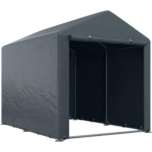 Garagenzelt 2,18x1,6x1,72m Lagerzelt verzinkter Stahl Gerätezelt mit PE-Plane UV-Schutz wetterfest Motorradgarage Fahrradunterstand Dunkelgrau inkl.