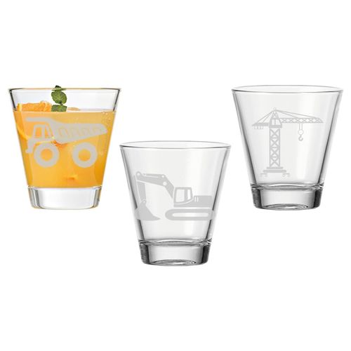 LUXENTU Kinderbecher Baustellenfahrzeuge 215 ml 3er Set
