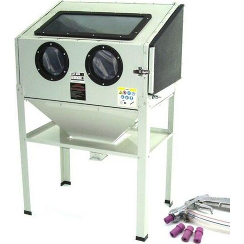 Sandstrahlkabine SBC 220 mit Pistole Sandstrahlgerät Sandstrahlpisole 4 Düsen 07003