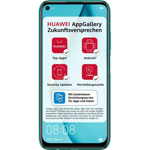 Huawei Smartphone P40 Lite 16,3cm (6,4 Zoll), 6GB RAM, 128GB Speicher, 48MP Kamera, Farbe: Grün