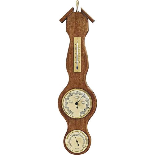 Wetterstation mit Barometer, Thermometer und Hygrometer, aus Eiche