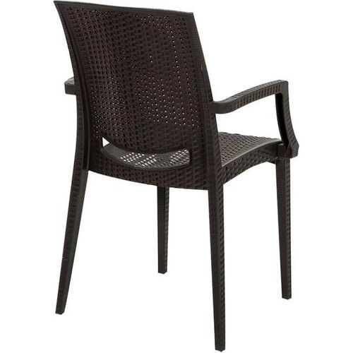 Schwarzes Gartenmöbel Set Designer Rattan Stühle Edler Glastisch