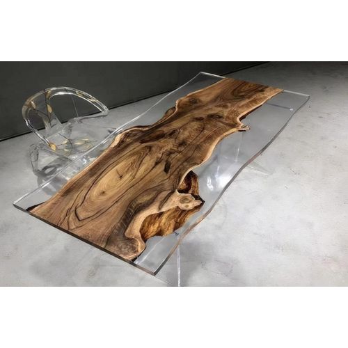 Esszimmer Epoxidtisch Designer Transparente Tischplatte Nussbaumholz