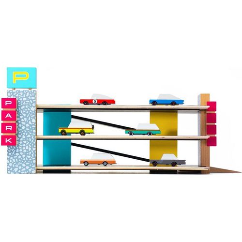 Candylab Holzspielzeug - Magnetische Garage für Candycar Autos