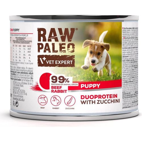 RAW PALEO Duoprotein Beef & Rabbit Puppy - Nassfutter für Hunde - 200g