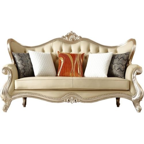 Designer Ledersofa Beige Klassische Dreisitzer Couch Stilvolle Sofas