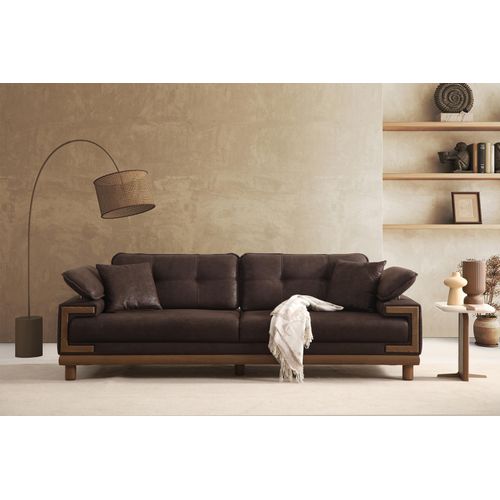 Wohnzimer Brauner Textil Dreisitzer Modernes Polstersofa Edle Couch