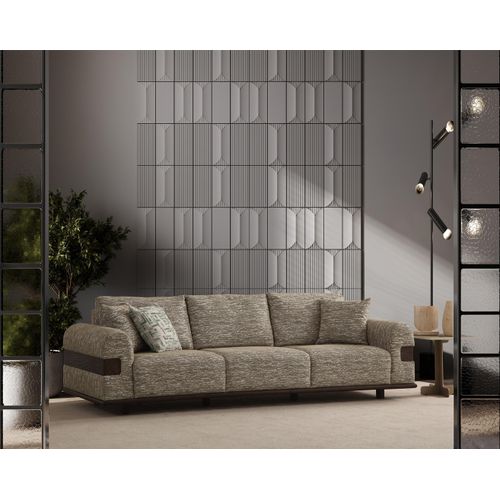 Eleganter Beiger Dreisitzer Wohnzimmer Polstersofa Edle Textilcouch