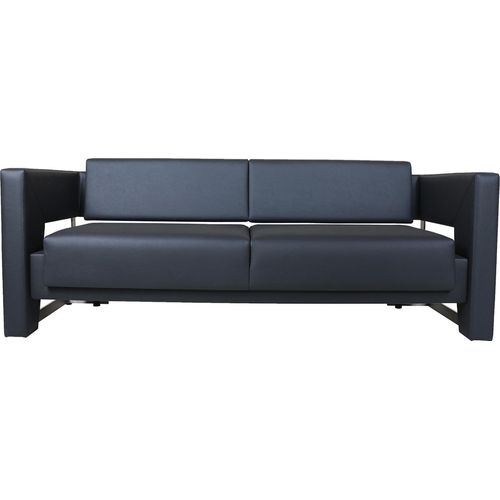 Elegante Schwarze Dreisitzer Couch Wohnzimmer Designer Ledersofa