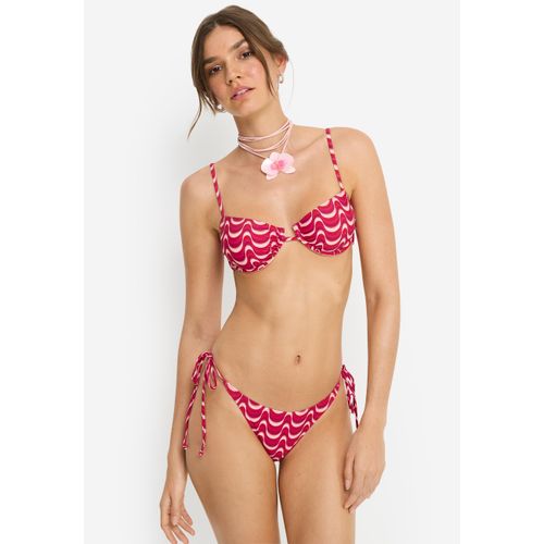 Bügel-Bikini-Top LSCN BY LASCANA "Echo", Damen, Gr. 40, Cup B, pink waves, Recycling-Polyamid, bedruckt, Bikini-Oberteile Bügel-Bikini-Top, mit trendigem Alloverprint