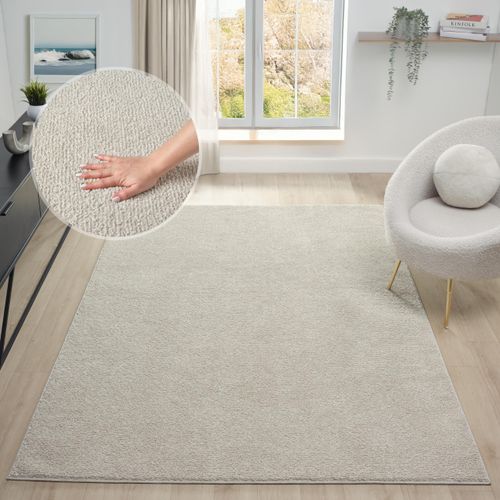Teppich OTTO HOME "Lisam", creme, B:60cm H:15mm L:90cm, Kunstfaser, Teppiche, Teppich, meliert, uni, weich, Wohnzimmer, Schlafzimmer