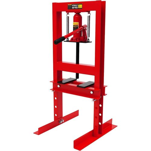 Hydraulische Werkstattpresse - 6 t manuell - Hub 125 mm - Arbeitsbereich 0–28 cm - Sicherheitsventil - Höhenverstellbar - Weiß