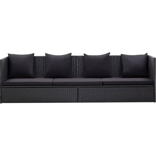 "Winterschlussverkauf " Garten-Sofabett mit Kissen Poly Rattan Schwarz - 200x60x58 cm NeuMöbel 2684591