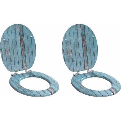 Soft-Close Toilettensitz 2 pcs Blau 44 x 38 cm MDF-Platte